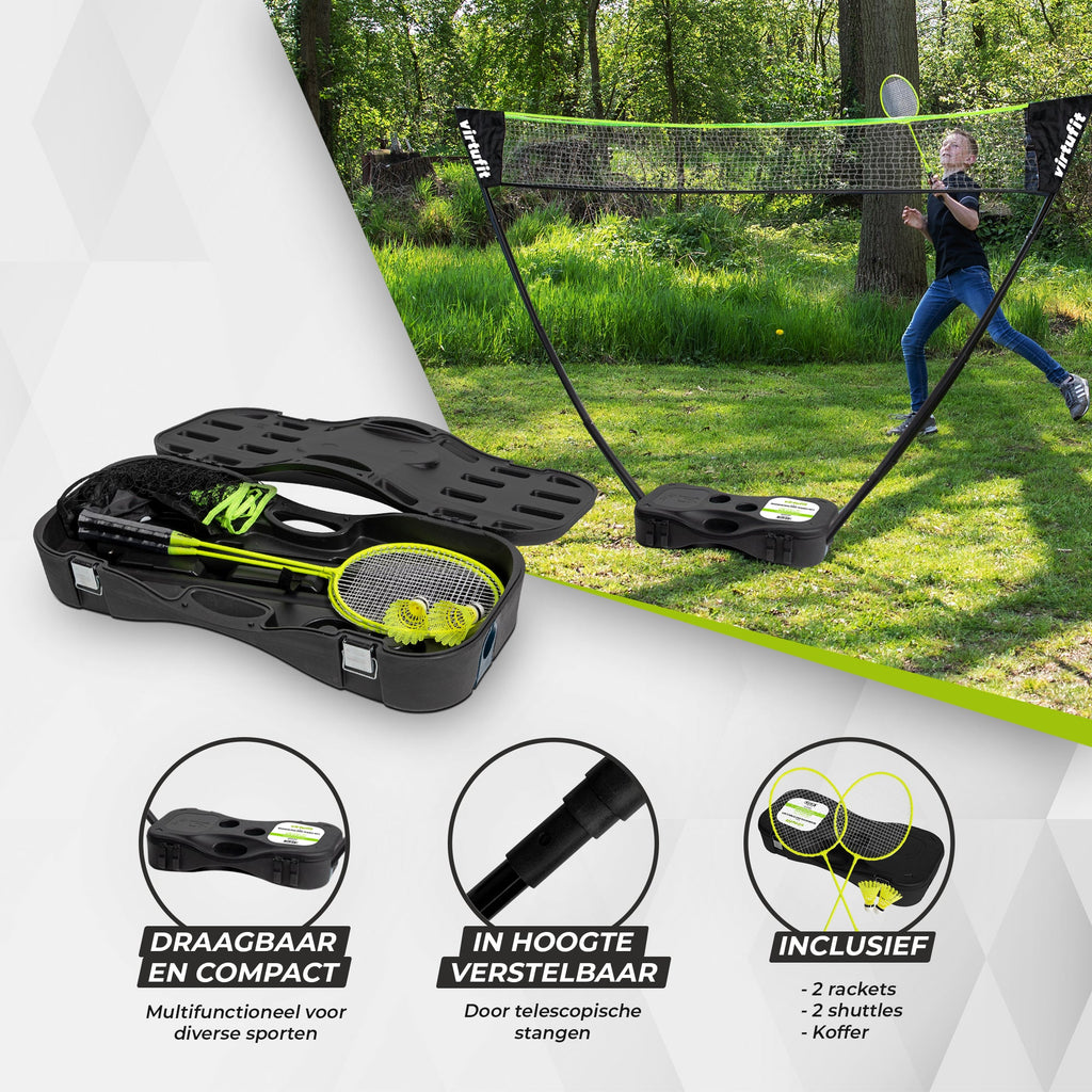VirtuFit 2-in-1 Portable Badminton- en Tennisset - Inclusief koffer en rackets - Tweedekans