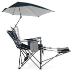 Sport-Brella Verstelbare Campingstoel - Visstoel - Strandstoel met Parasol - Blauw