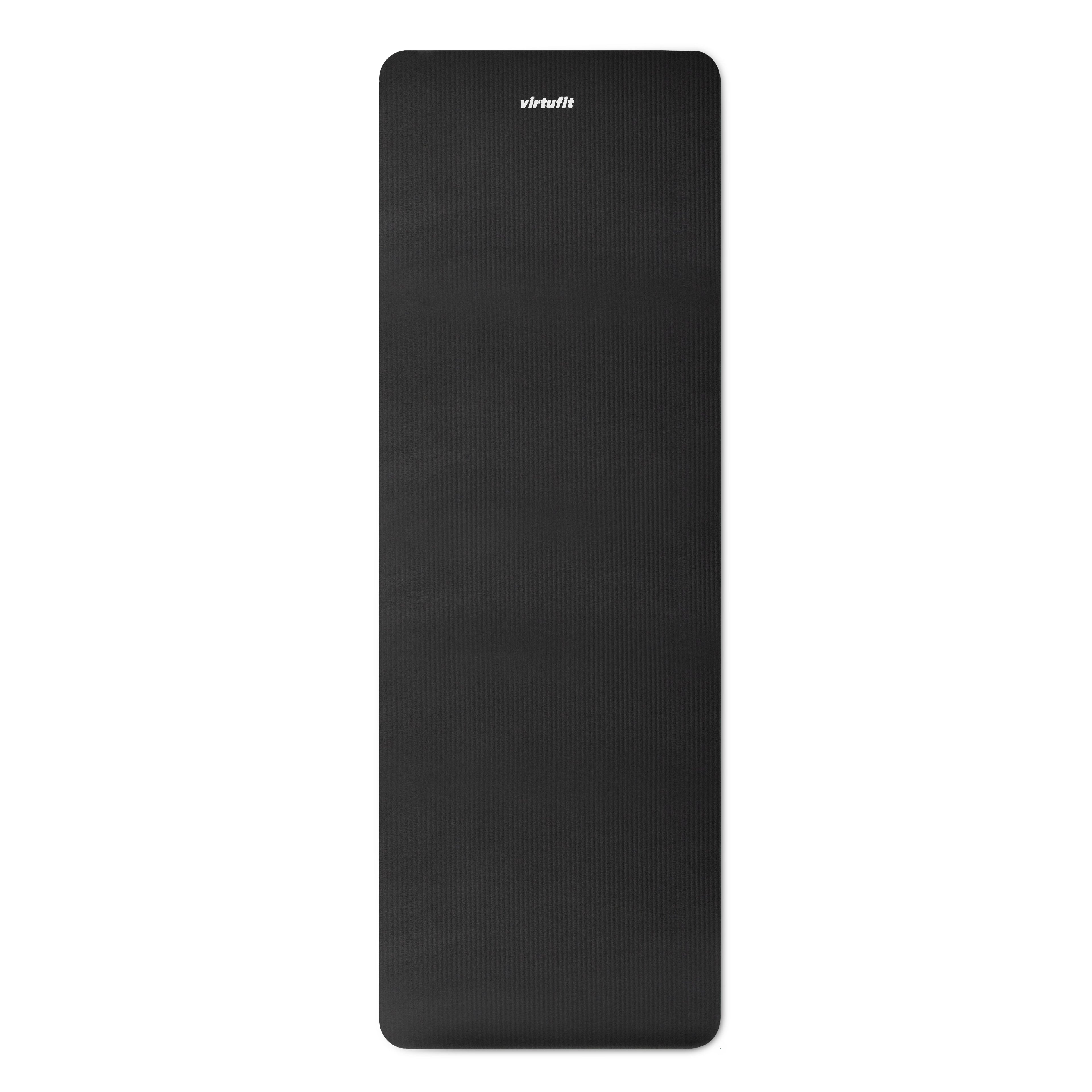 VirtuFit NBR Fitnessmat - 180 x 60 x 1,5 cm - Zwart - met Draagkoord - Tweedekans