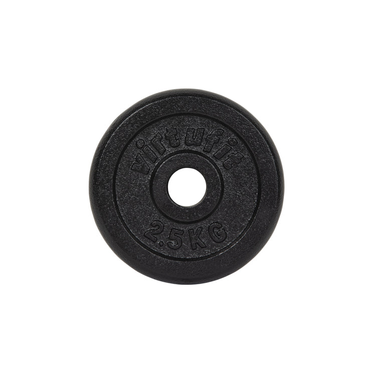 VirtuFit Gietijzeren Halterschijf - Halter gewicht - 30 mm - 2,5 kg - Zwart - Tweedekans