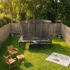 VirtuFit Premium Rechthoekige Trampoline met Veiligheidsnet - Zwart - 213 x 305 cm - Gratis trap - Tweedekans