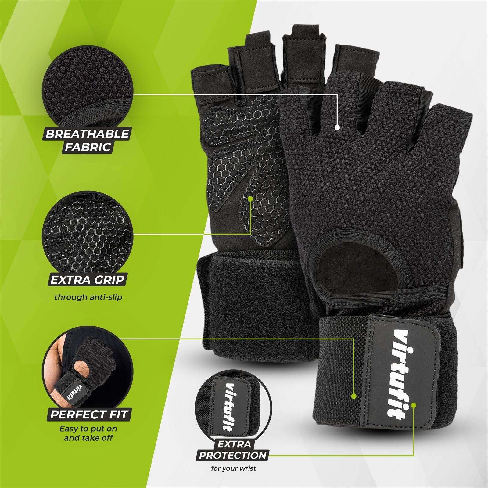 VirtuFit Fitnesshandschoenen Pro met Wristwrap - Tweedekans