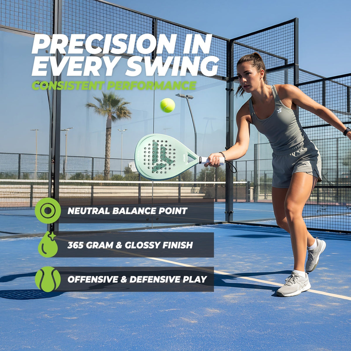 VirtuFit Hybrid Padel Racket - Mint Green - Tweedekans