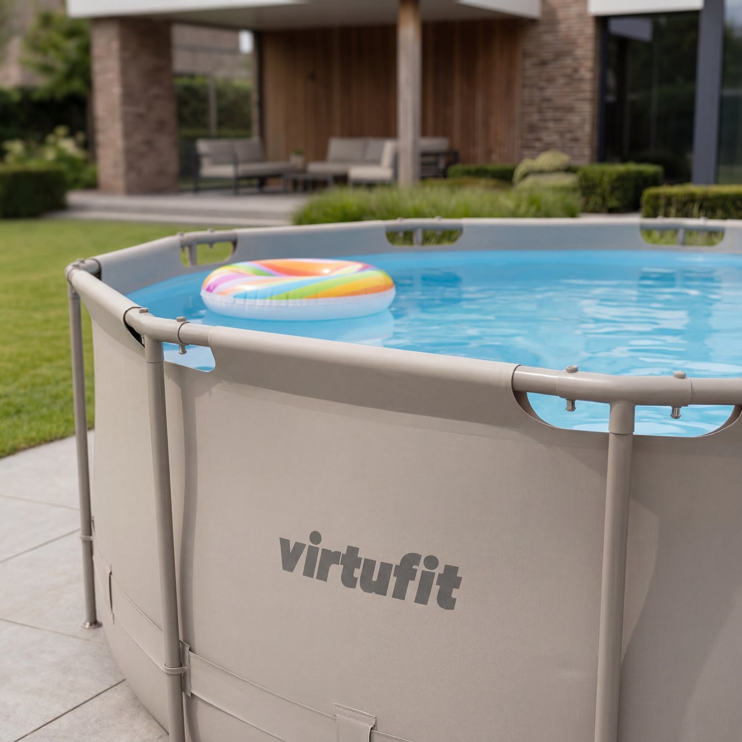 VirtuFit Rond Zwembad - Ø366 x 100 cm - Beige - Inclusief Filterpomp - Tweedekans