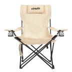VirtuFit Campingstoel opvouwbaar met voetsteun - Strandstoel - Beige - Set van 2 - In gebruik