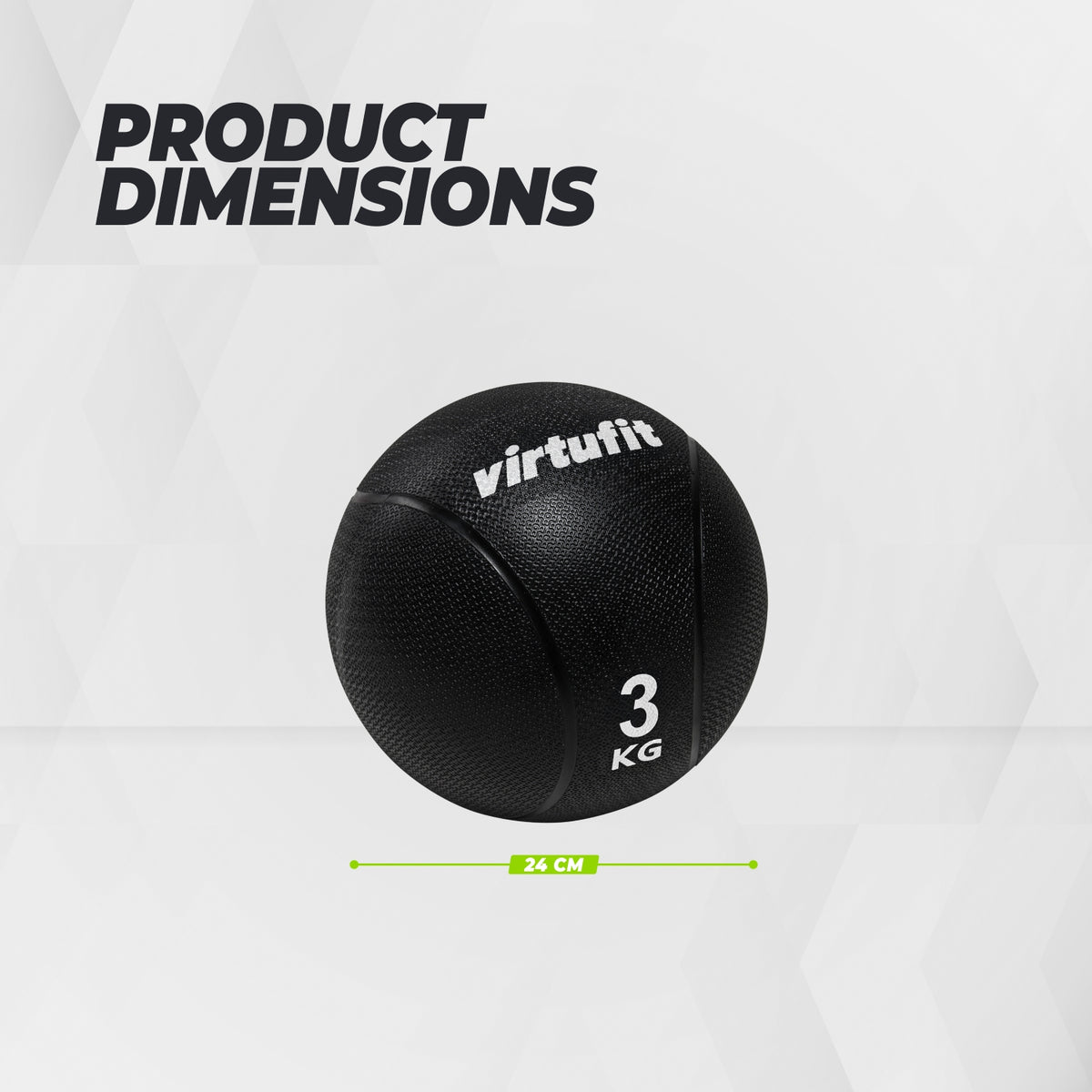 VirtuFit Medicijnbal Pro - Medicine Ball - 3 kg - Rubber - Zwart