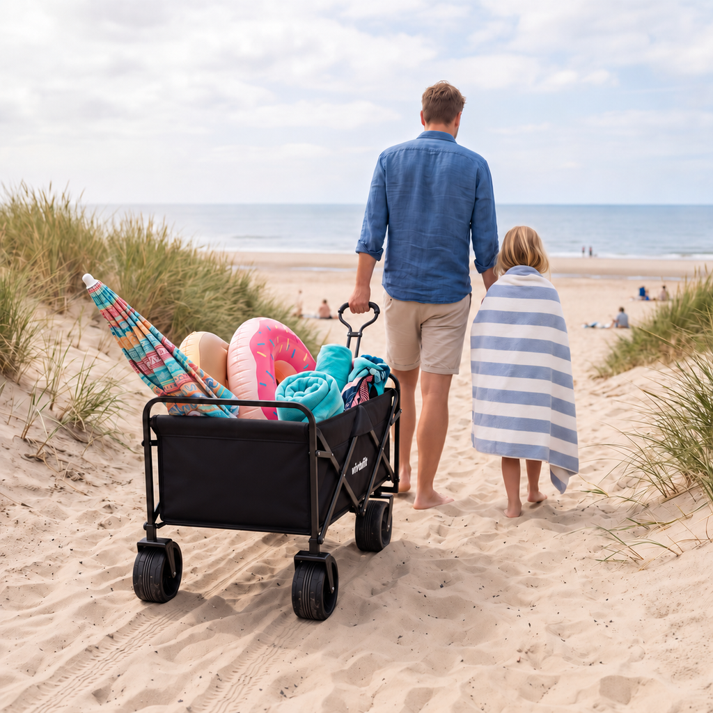 VirtuFit FW100 Opvouwbare Bolderkar - 150 kg Draagvermogen - Incl. Afdekhoes - Zwart
