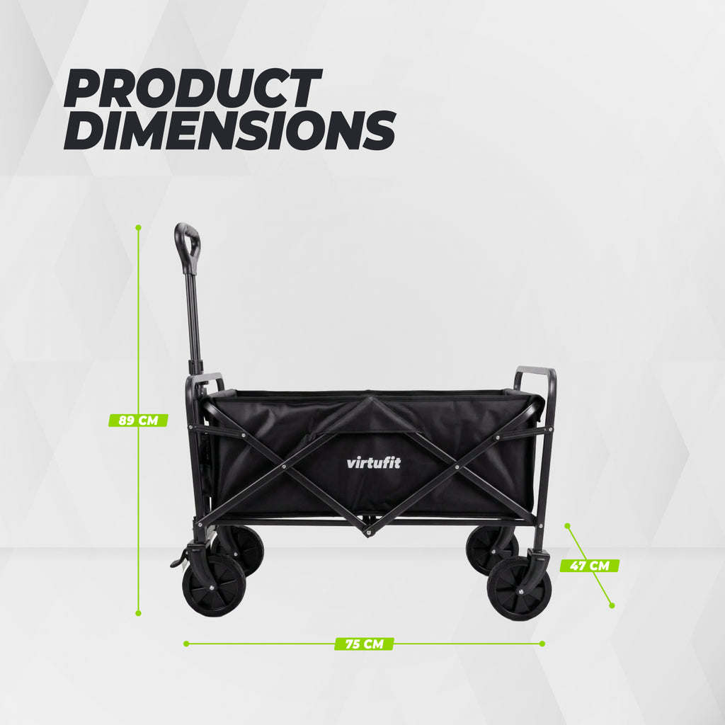 VirtuFit FW65 Opvouwbare Bolderkar - 100 kg Draagvermogen - Incl. Afdekhoes - Zwart