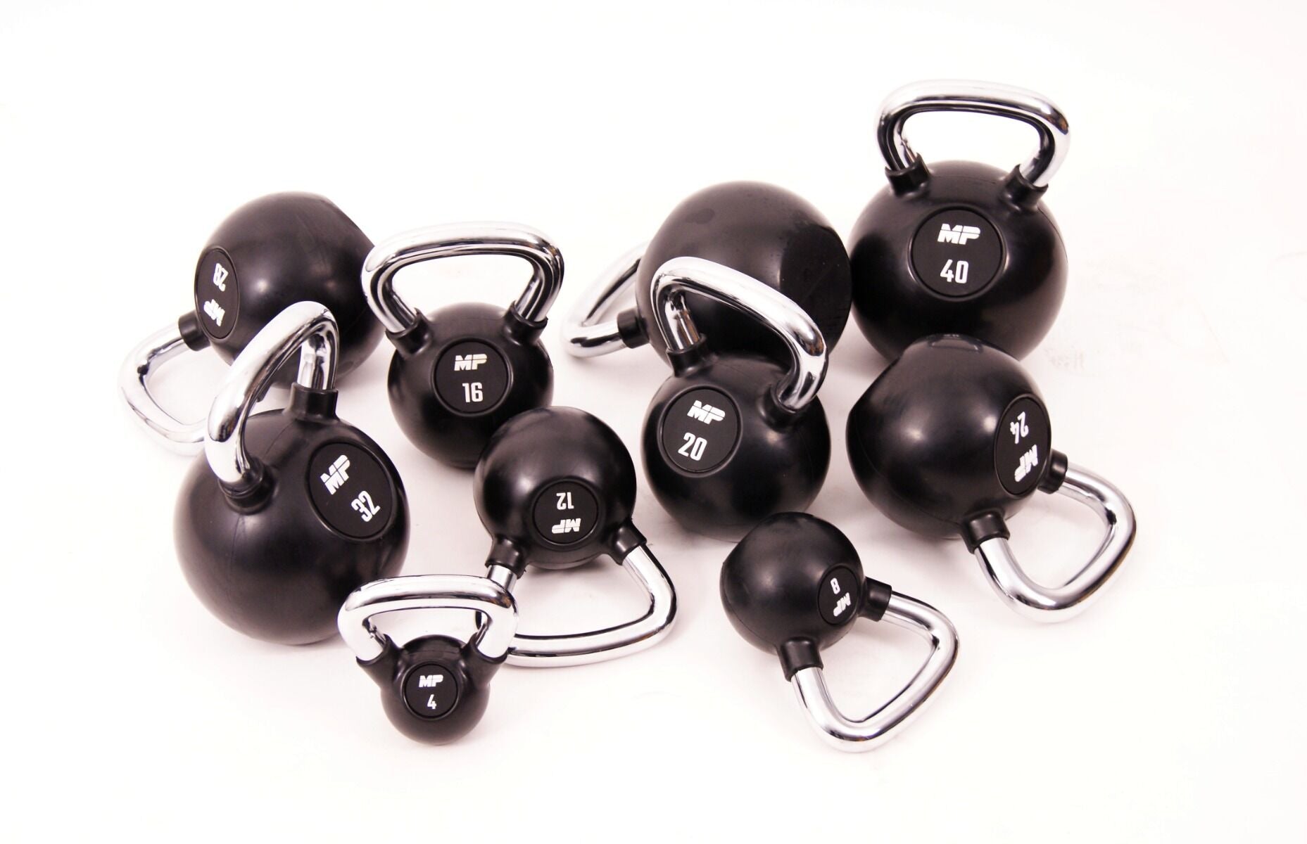 Muscle Power Rubberen Kettlebell - Zwart - 8 kg
