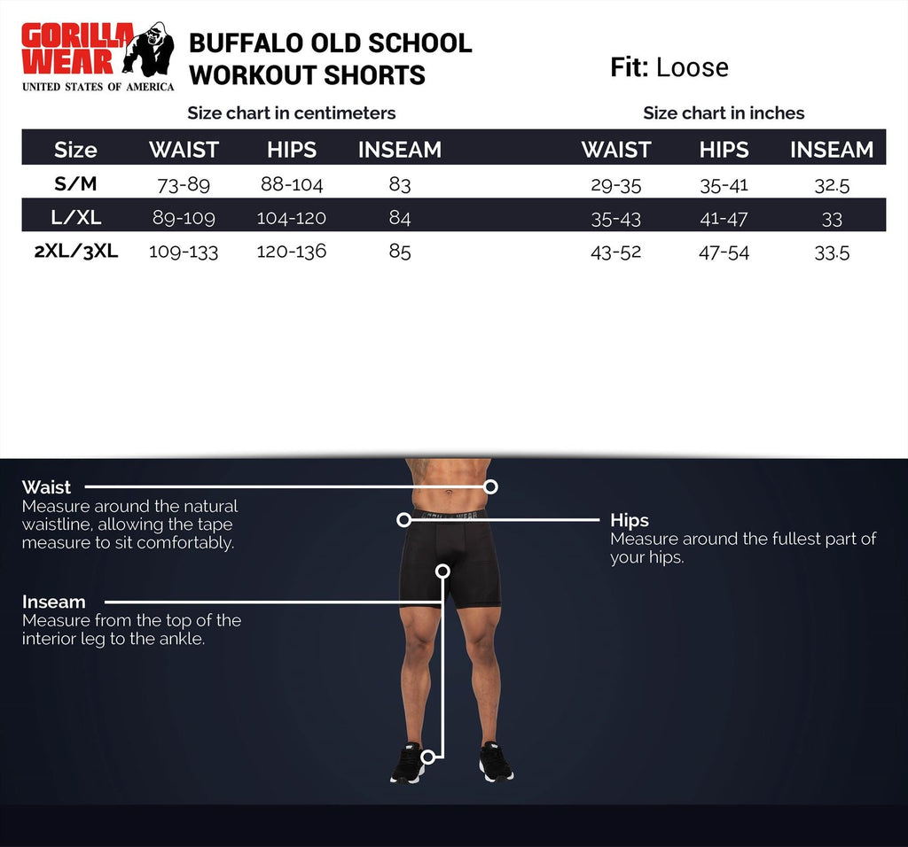 Gorilla Wear Buffalo Old School Workout Shorts - Zwart/Rood