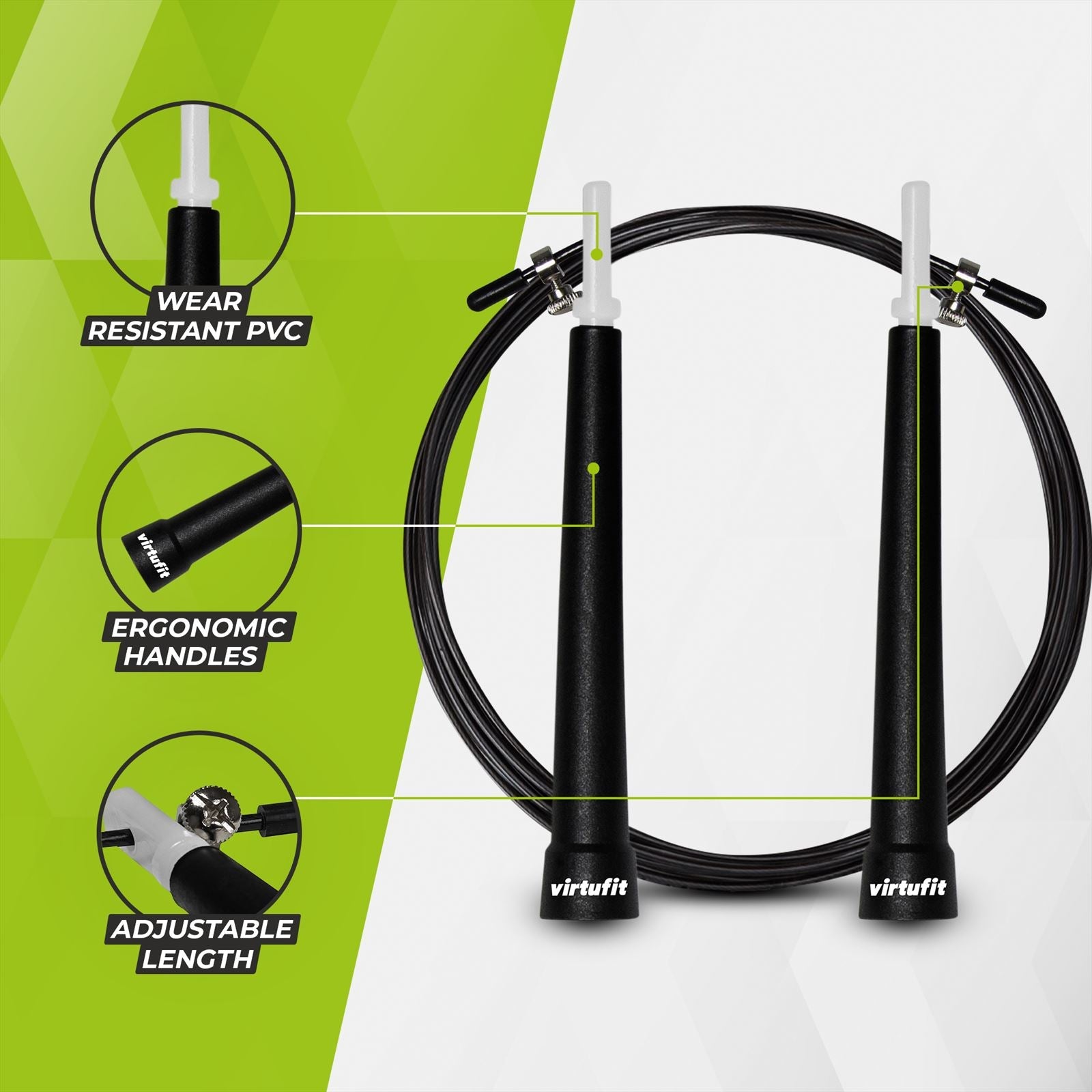 VirtuFit Speedrope - Springtouw - Verstelbaar - Zwart - Tweedekans