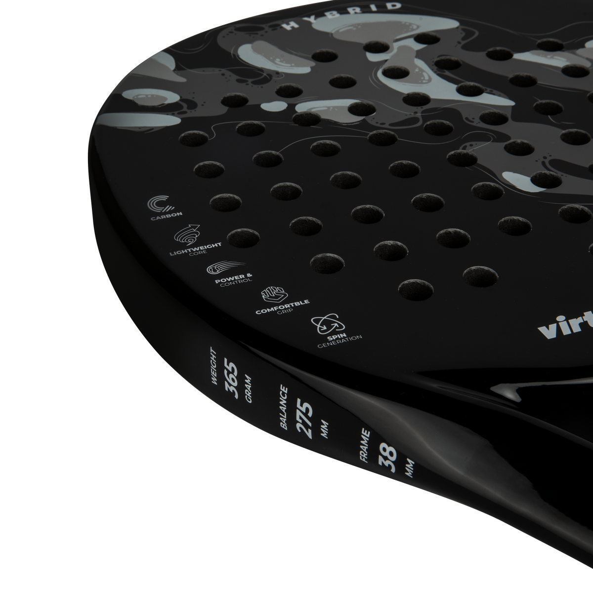 VirtuFit Hybrid Padel Racket - Zwart - Grijs - Tweedekans