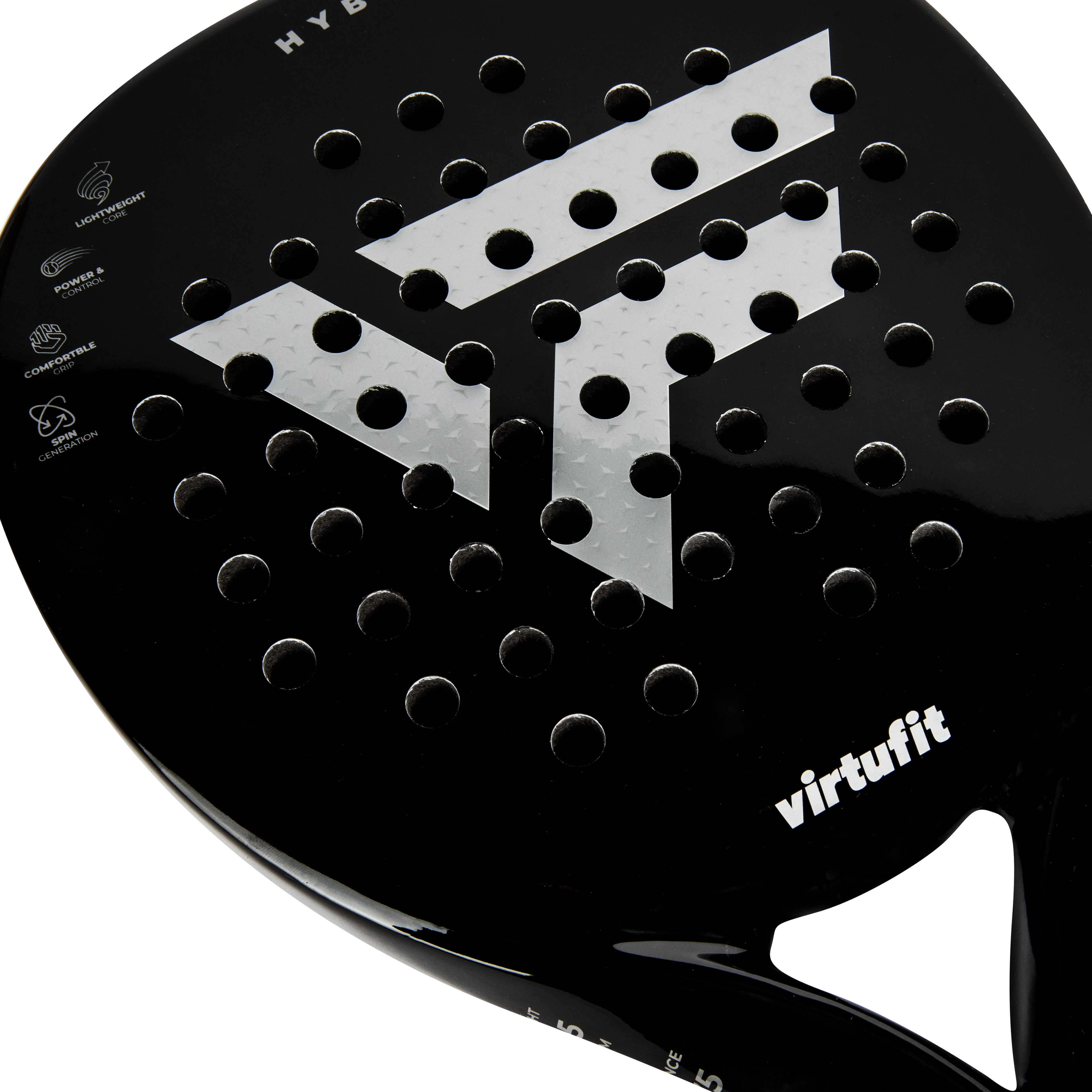VirtuFit Hybrid Padel Racket - Zwart - Silver - Tweedekans