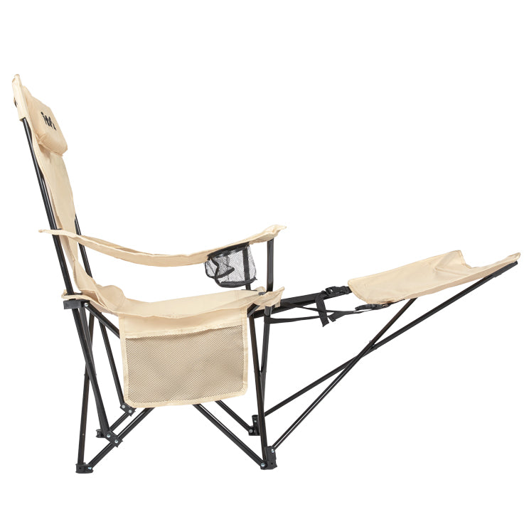 VirtuFit Campingstoel opvouwbaar met voetsteun - Strandstoel - Beige - Set van 2 - Afbeelding 6