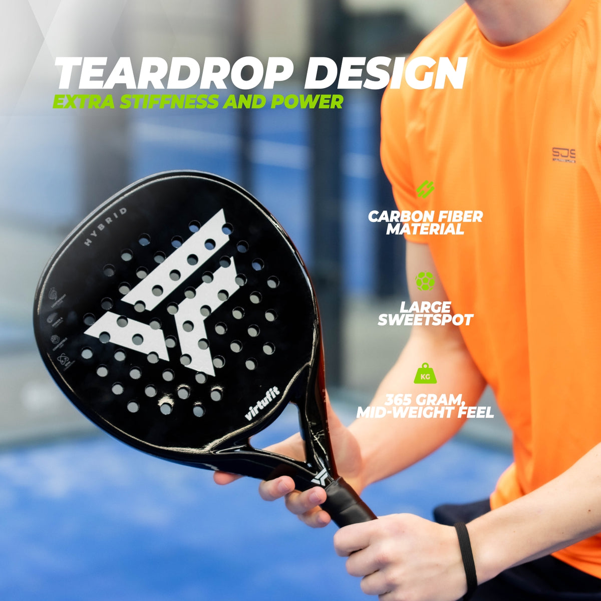 VirtuFit Hybrid Padel Racket - Zwart - Silver