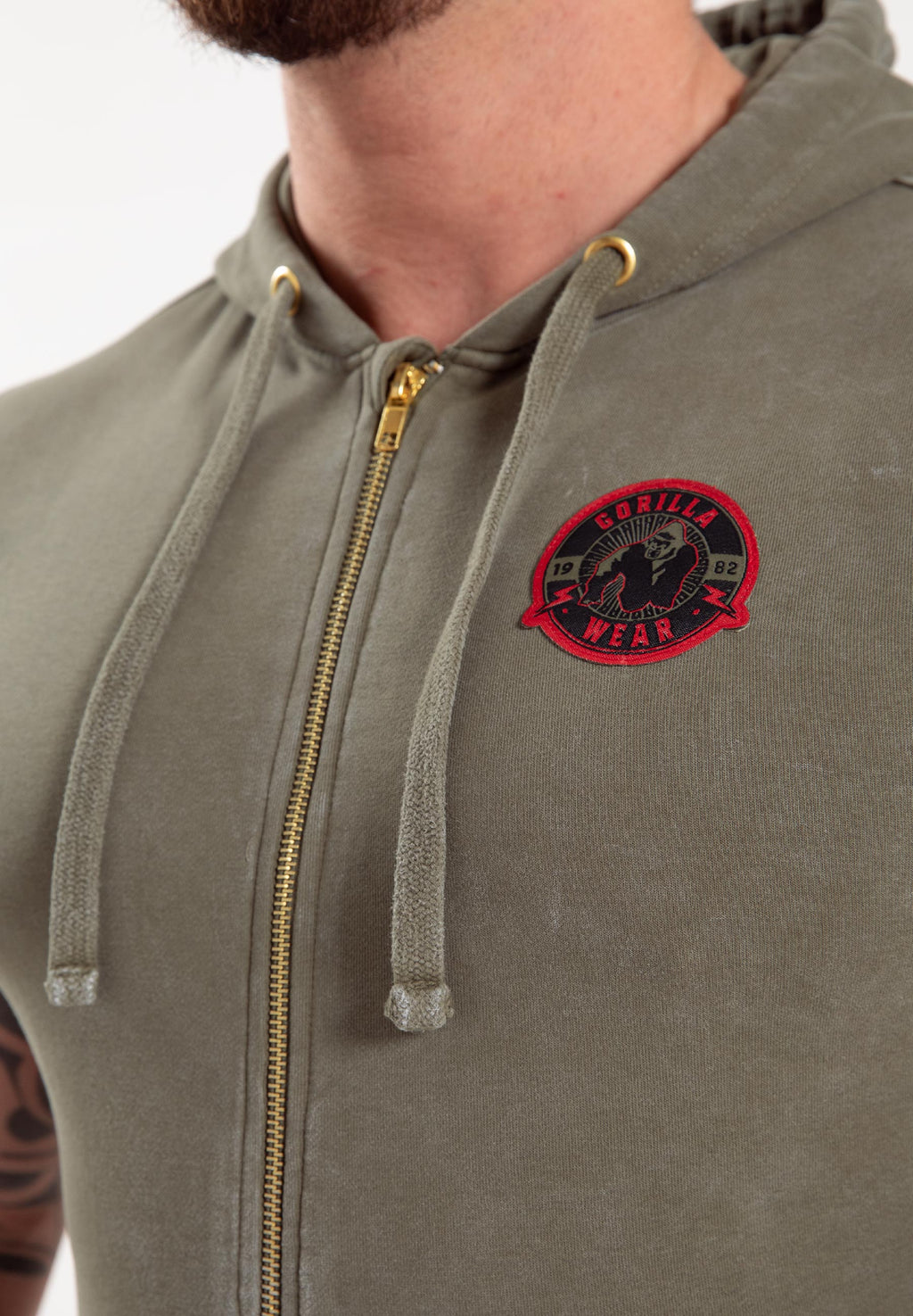 Gorilla Wear Silverdale Mouwloze Hoodie - Legergroen