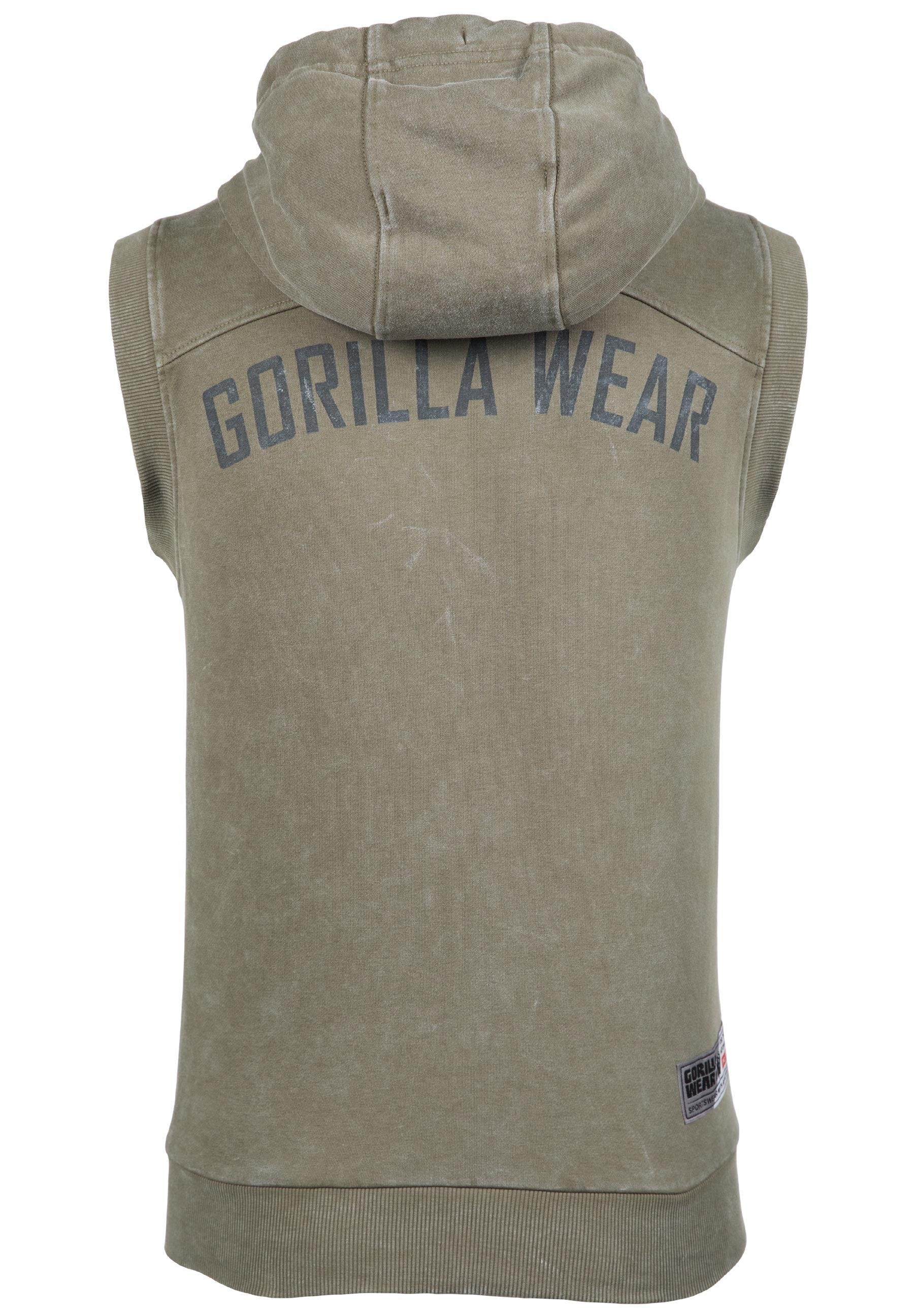 Gorilla Wear Silverdale Mouwloze Hoodie - Legergroen