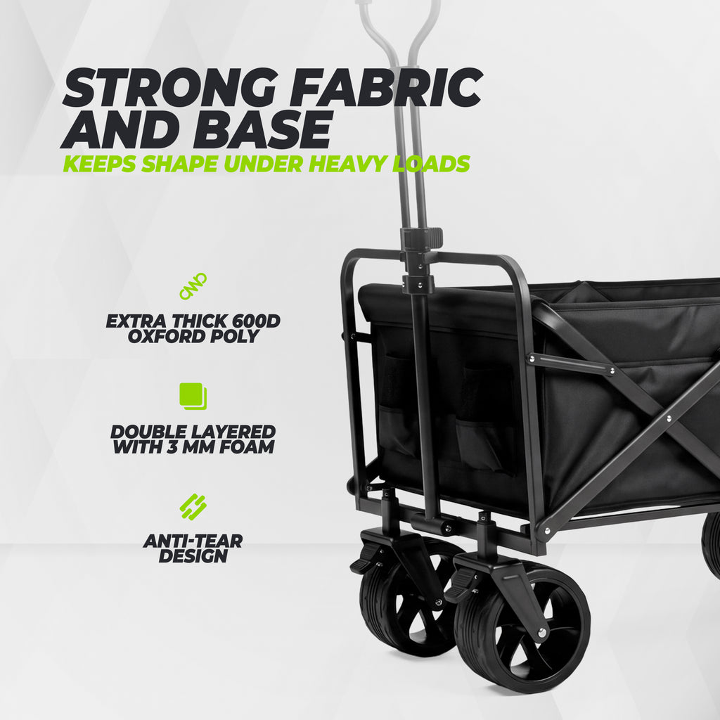 VirtuFit FW100 Opvouwbare Bolderkar - 150 kg Draagvermogen - Incl. Afdekhoes - Zwart