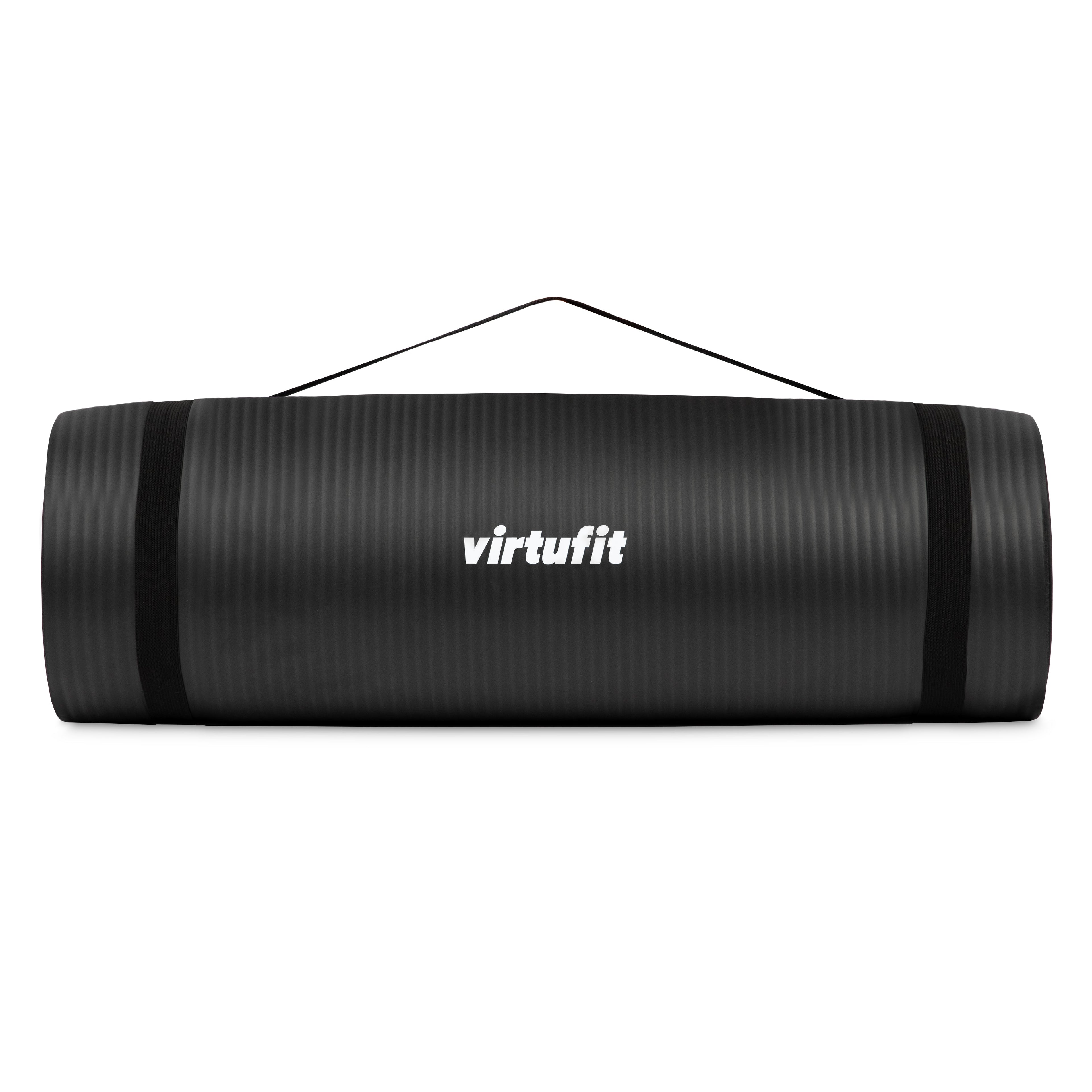 VirtuFit NBR Fitnessmat - 180 x 60 x 1,5 cm - Zwart - met Draagkoord - Tweedekans