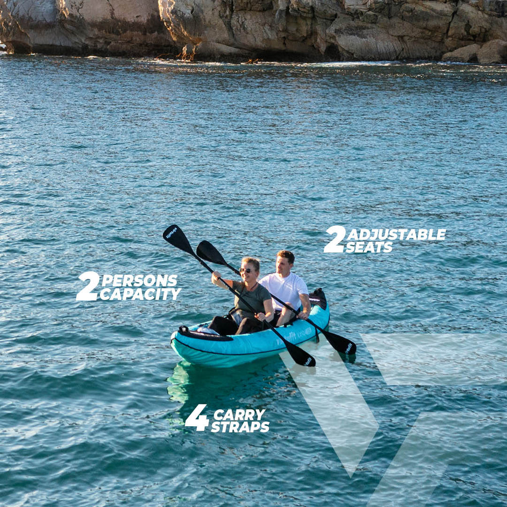 VirtuFit Kayak 335 - Turquoise - Met Kajak zitjes en draagtas - Tweedekans