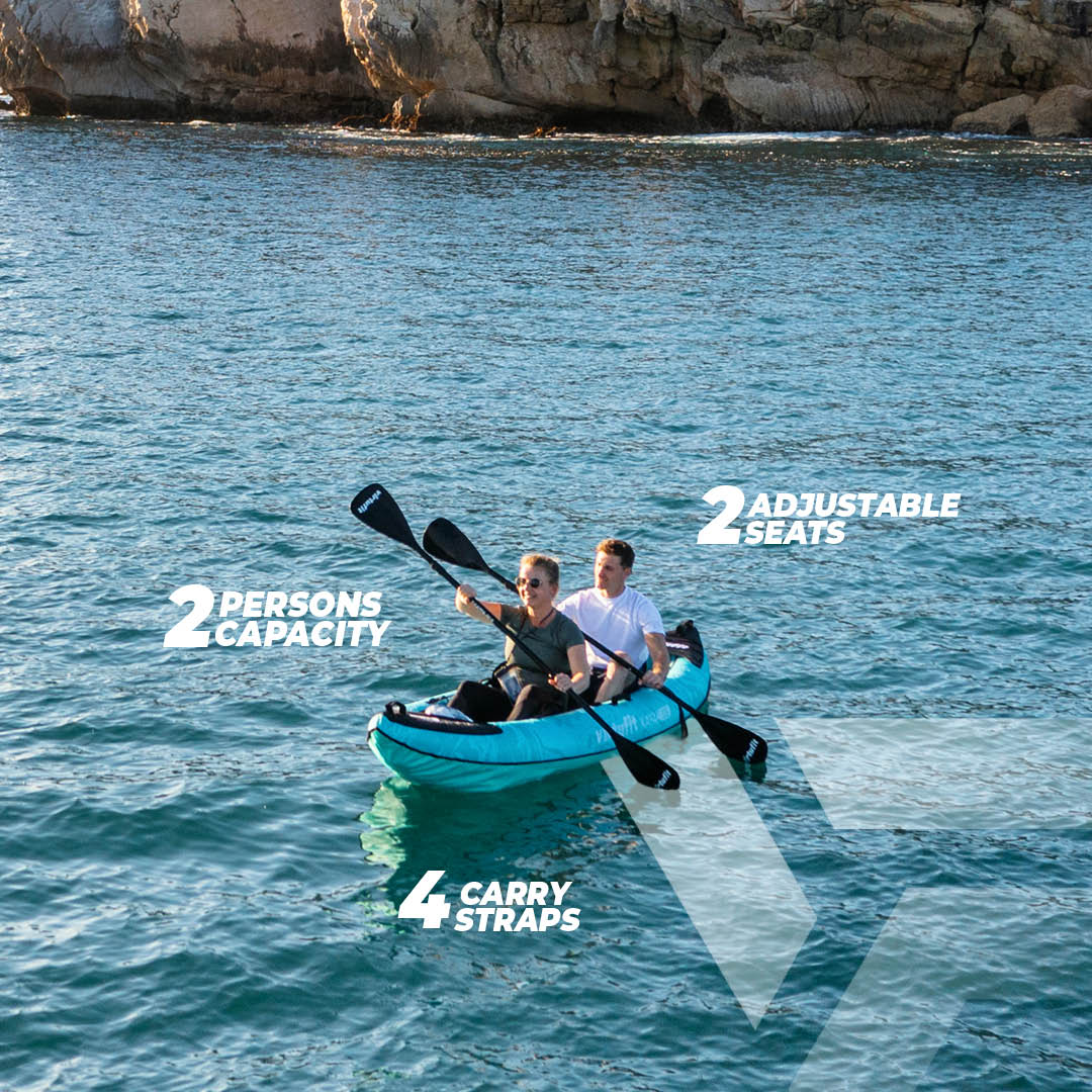 VirtuFit Kayak 335 - Turquoise - Met Kajak zitjes en draagtas - Tweedekans