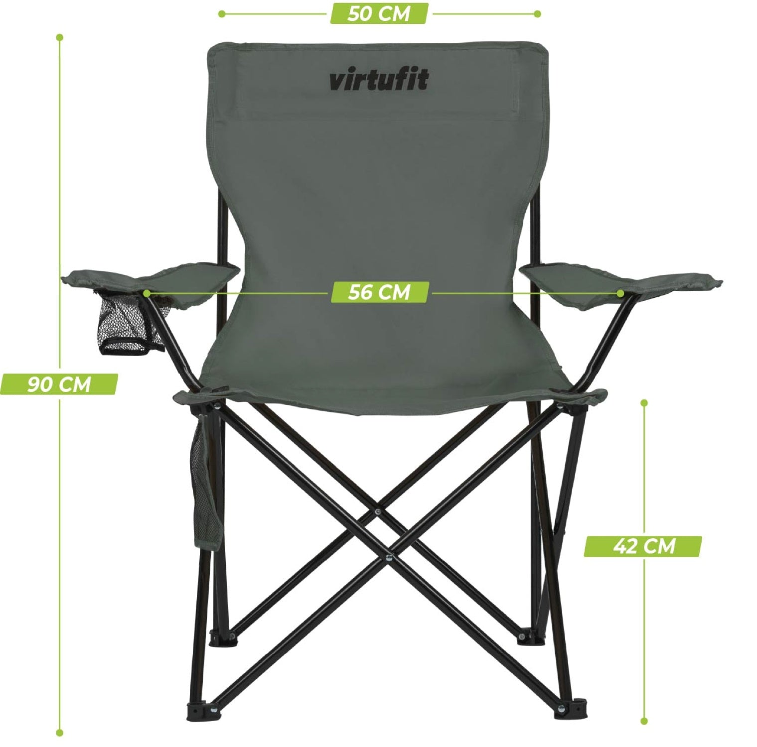 VirtuFit Opvouwbare Camping Stoel - Grijs - Set van 2