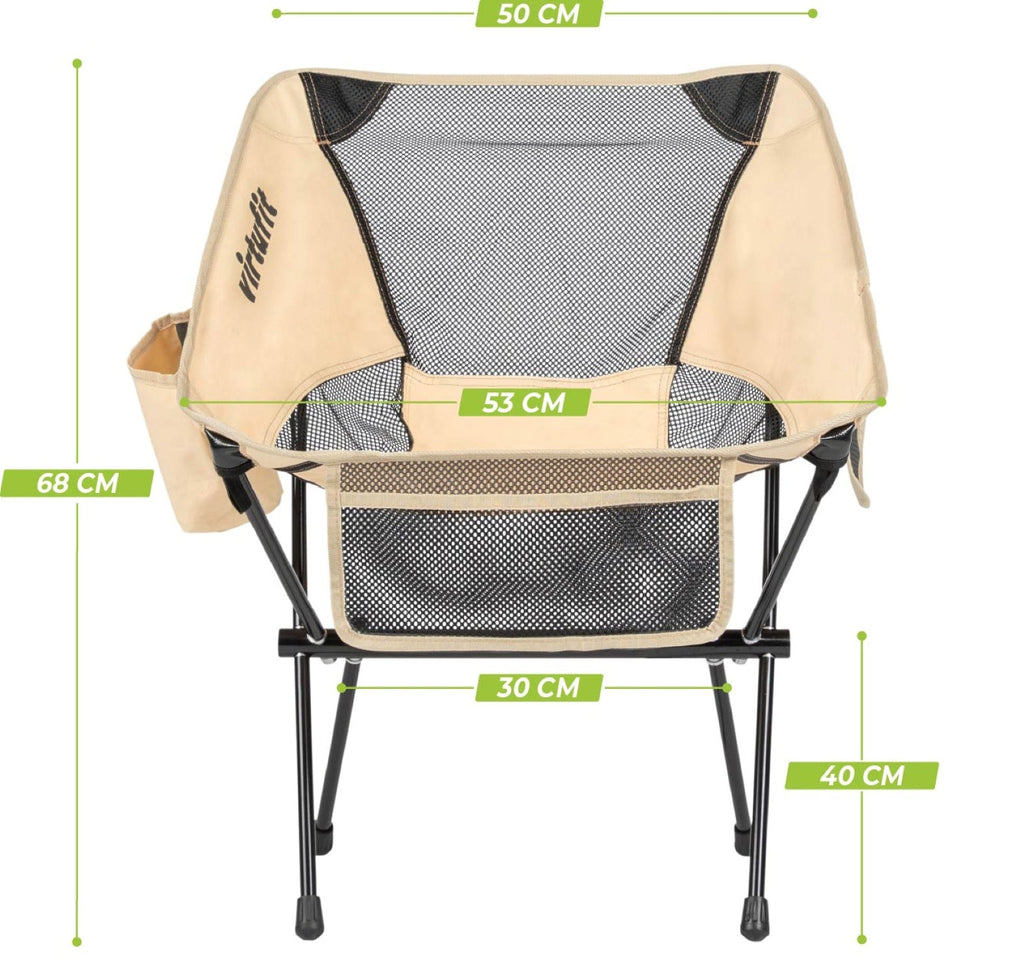 VirtuFit Camping Stoel Compact - Opvouwbaar - Beige - Set van 2