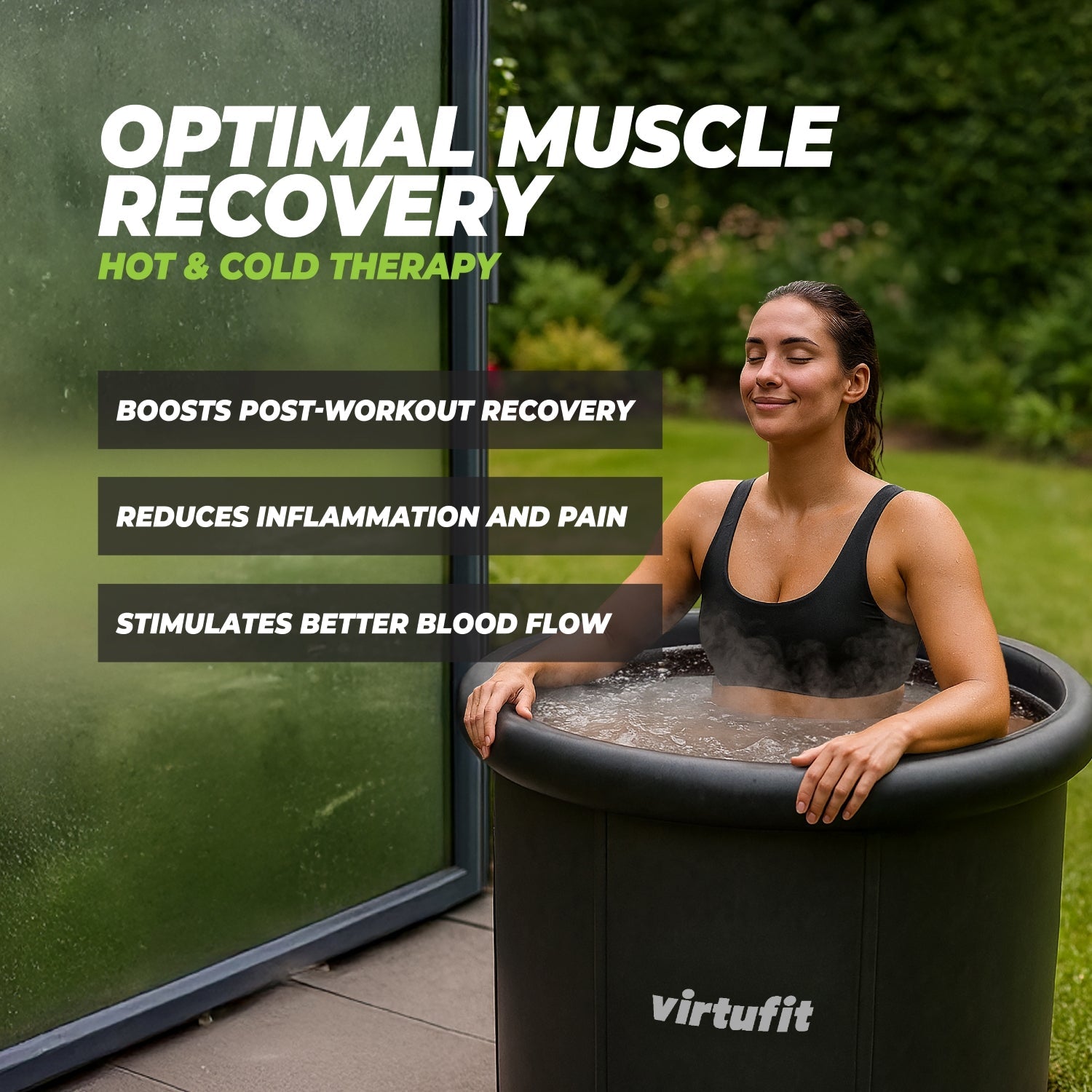 VirtuFit IJsbad XXL - 375 Liter - Antraciet - Inclusief accessoires - Tweedekans