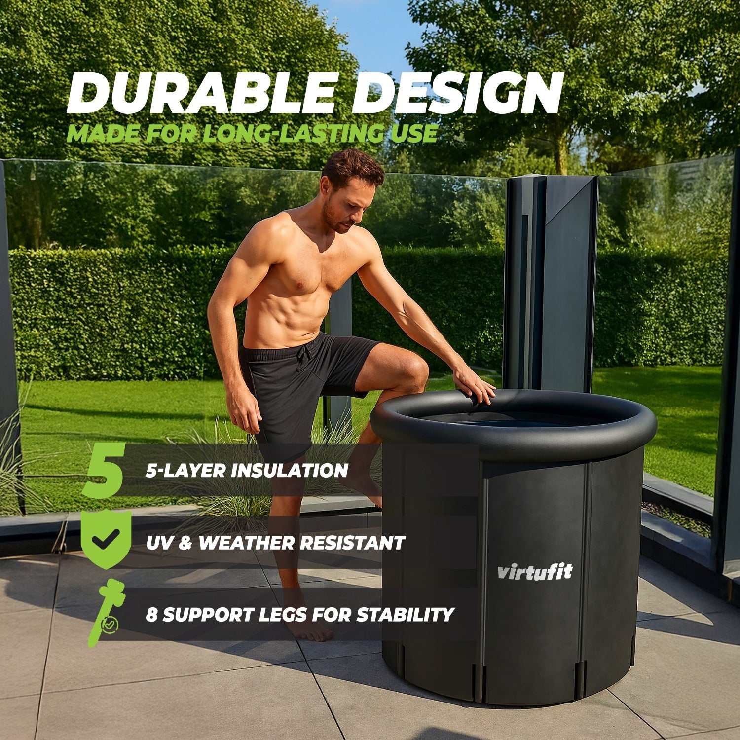 VirtuFit IJsbad XXL - 375 Liter - Antraciet - Inclusief accessoires - Tweedekans