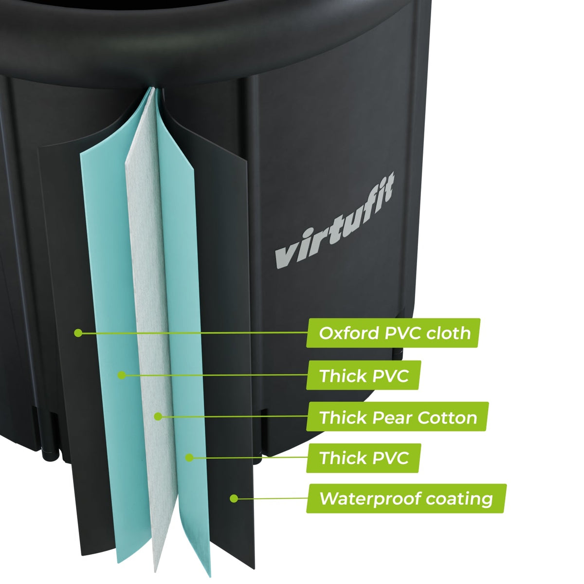VirtuFit IJsbad XXL - 375 Liter - Antraciet - Inclusief accessoires - Tweedekans