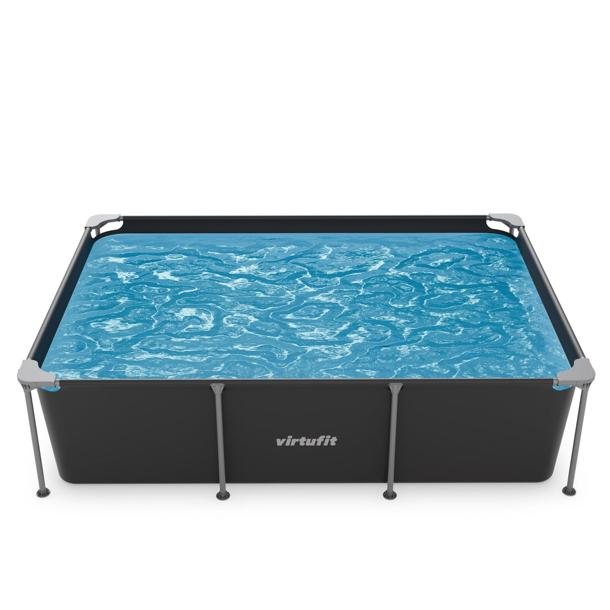 VirtuFit Rechthoekig Zwembad - 260 x 180 x 66 cm - Antraciet - Tweedekans