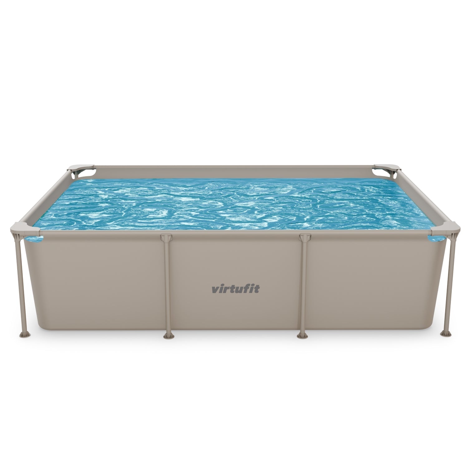 VirtuFit Rechthoekig Zwembad - 260 x 180 x 66 cm - Beige - Inclusief Filterpomp - Tweedekans