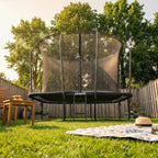 VirtuFit Premium Rechthoekige Trampoline met Veiligheidsnet - Zwart - 213 x 305 cm - Gratis trap - Tweedekans