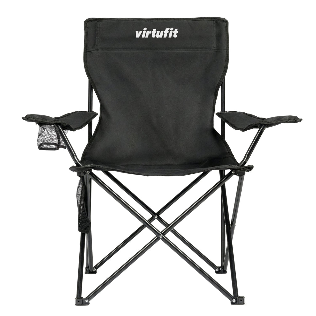 VirtuFit Opvouwbare Camping Stoel - Strandstoel - Zwart - Tweedekans