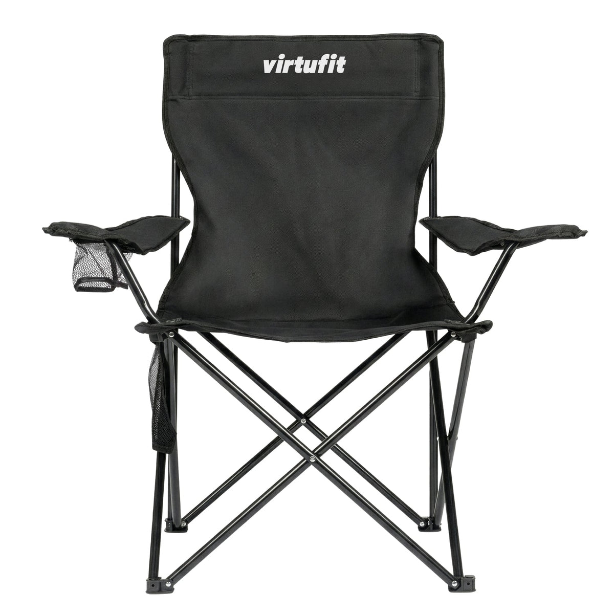 VirtuFit Opvouwbare Camping Stoel - Strandstoel - Zwart - Tweedekans