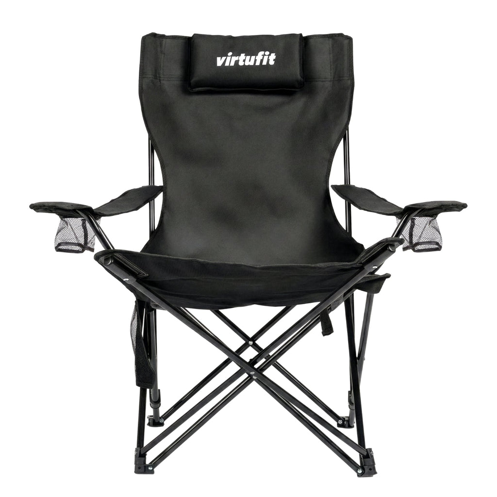 VirtuFit Campingstoel opvouwbaar met voetsteun - Strandstoel - Zwart - Tweedekans