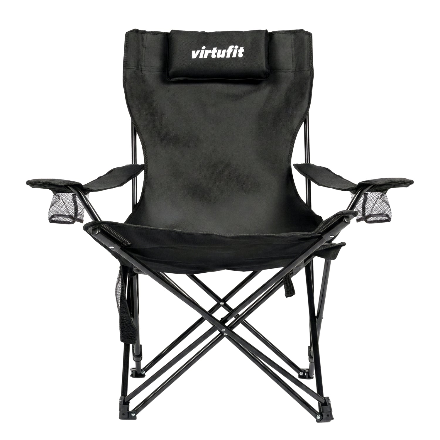 VirtuFit Campingstoel opvouwbaar met voetsteun - Strandstoel - Zwart - Tweedekans
