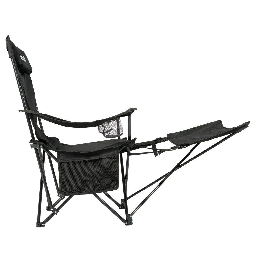 VirtuFit Campingstoel opvouwbaar met voetsteun - Strandstoel - Zwart - Set van 2