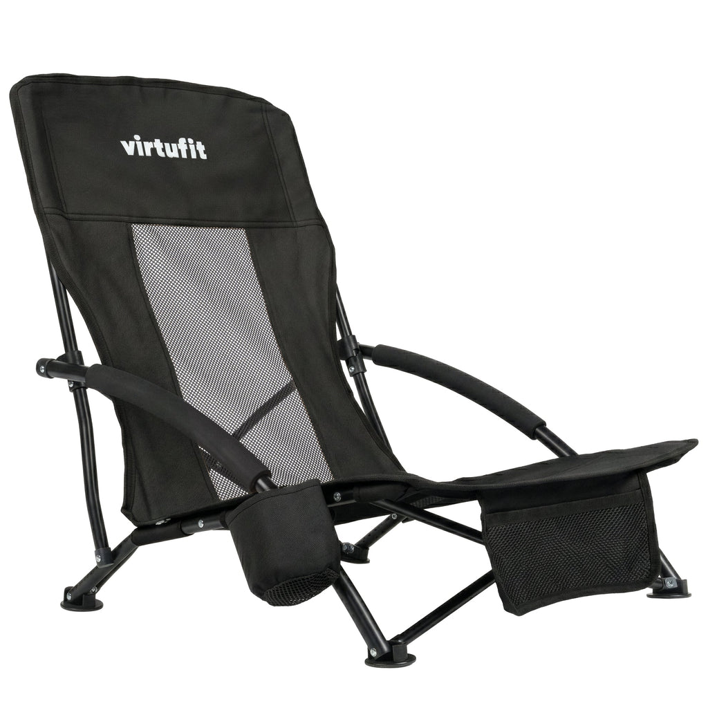 VirtuFit Strandstoel opvouwbaar - Campingstoel - Zwart - Tweedekans