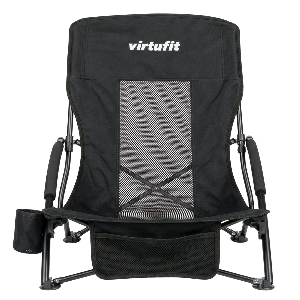 VirtuFit Strandstoel opvouwbaar - Campingstoel - Zwart - Tweedekans