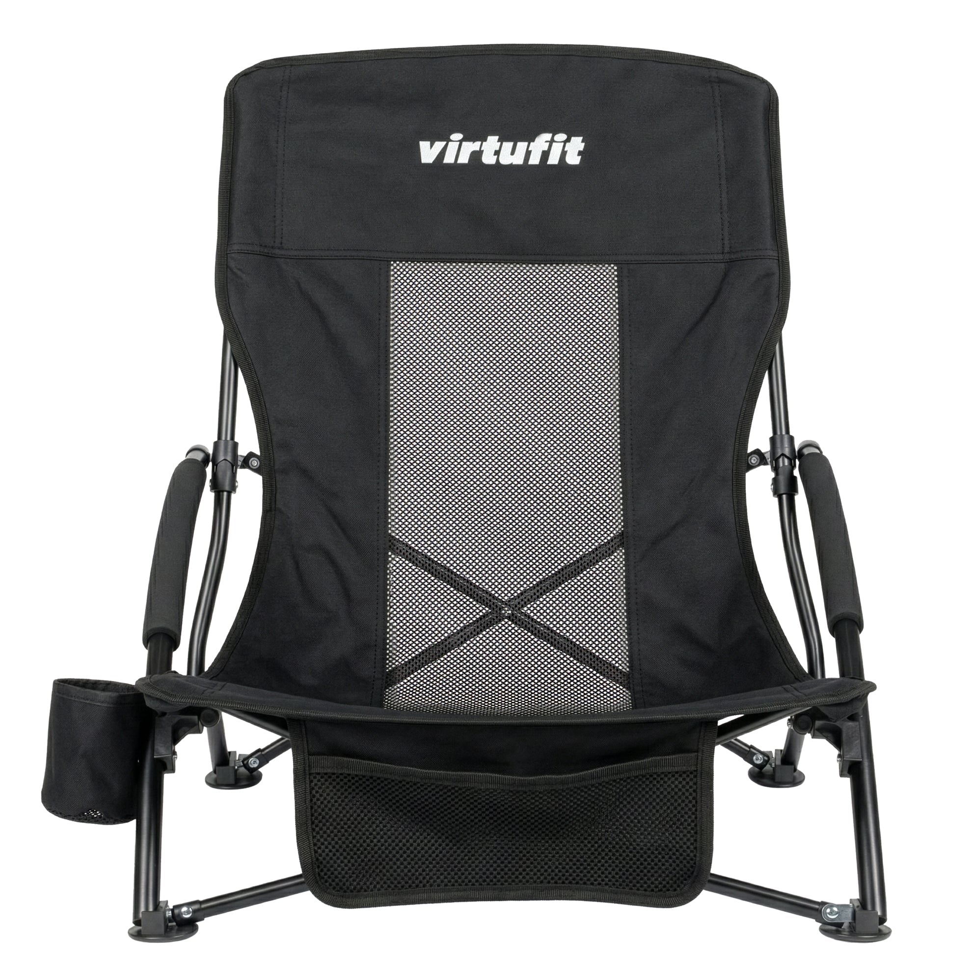 VirtuFit Strandstoel opvouwbaar - Campingstoel - Zwart - Tweedekans