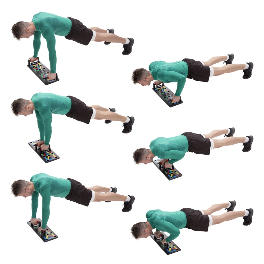 HMS 12-in-1 Push Up Board inclusief Opdruksteunen - Rood - Afbeelding 7