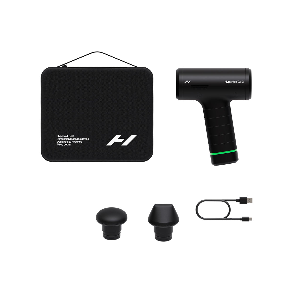 Hyperice Hypervolt GO 3 Massage Gun - 2 Opzetstukken