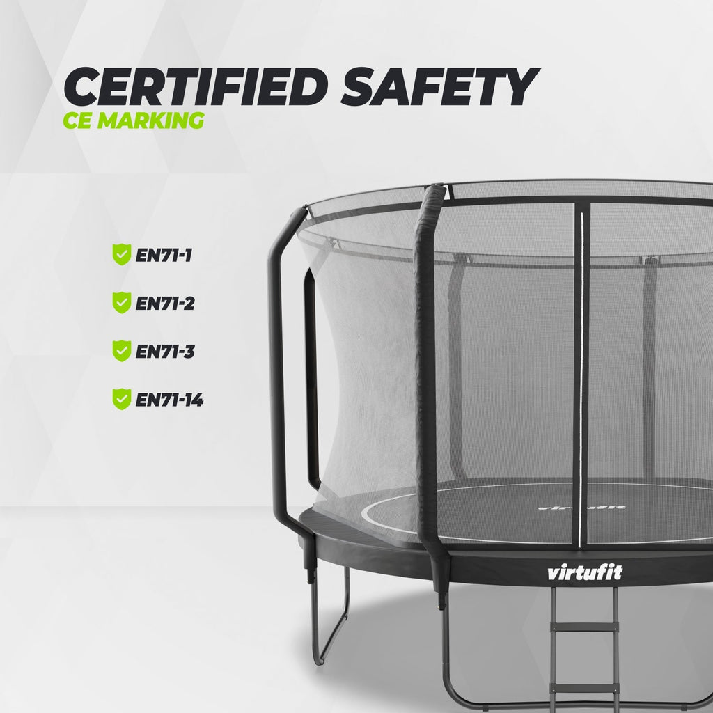 VirtuFit Premium Trampoline met Veiligheidsnet - Zwart - 366 cm - Tweedekans