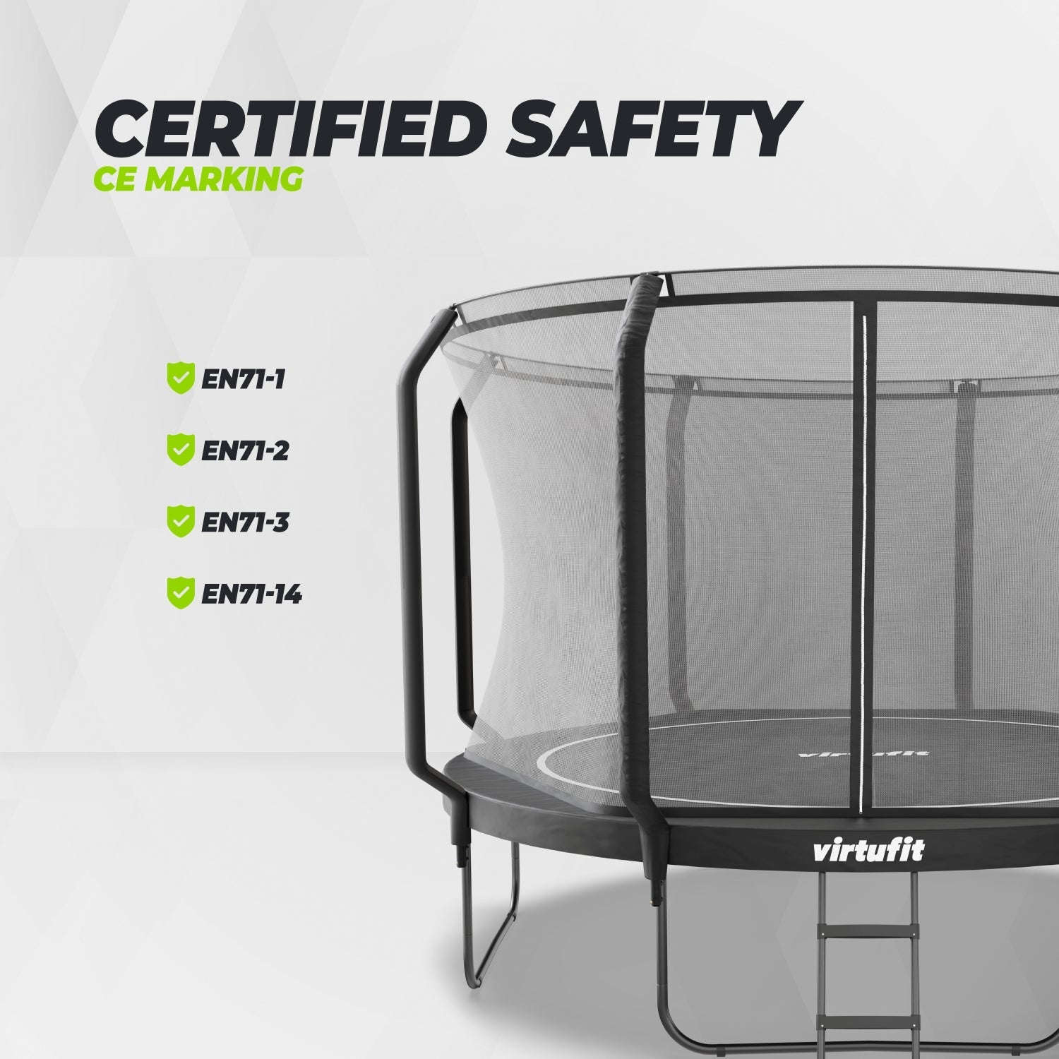 VirtuFit Premium Trampoline met Veiligheidsnet - Zwart - 366 cm - Tweedekans