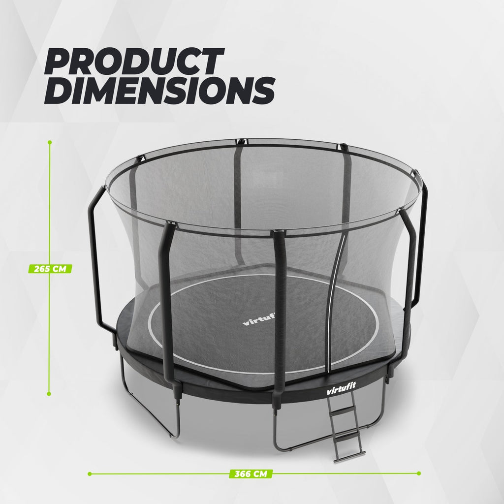 VirtuFit Premium Trampoline met Veiligheidsnet - Zwart - 366 cm - Tweedekans