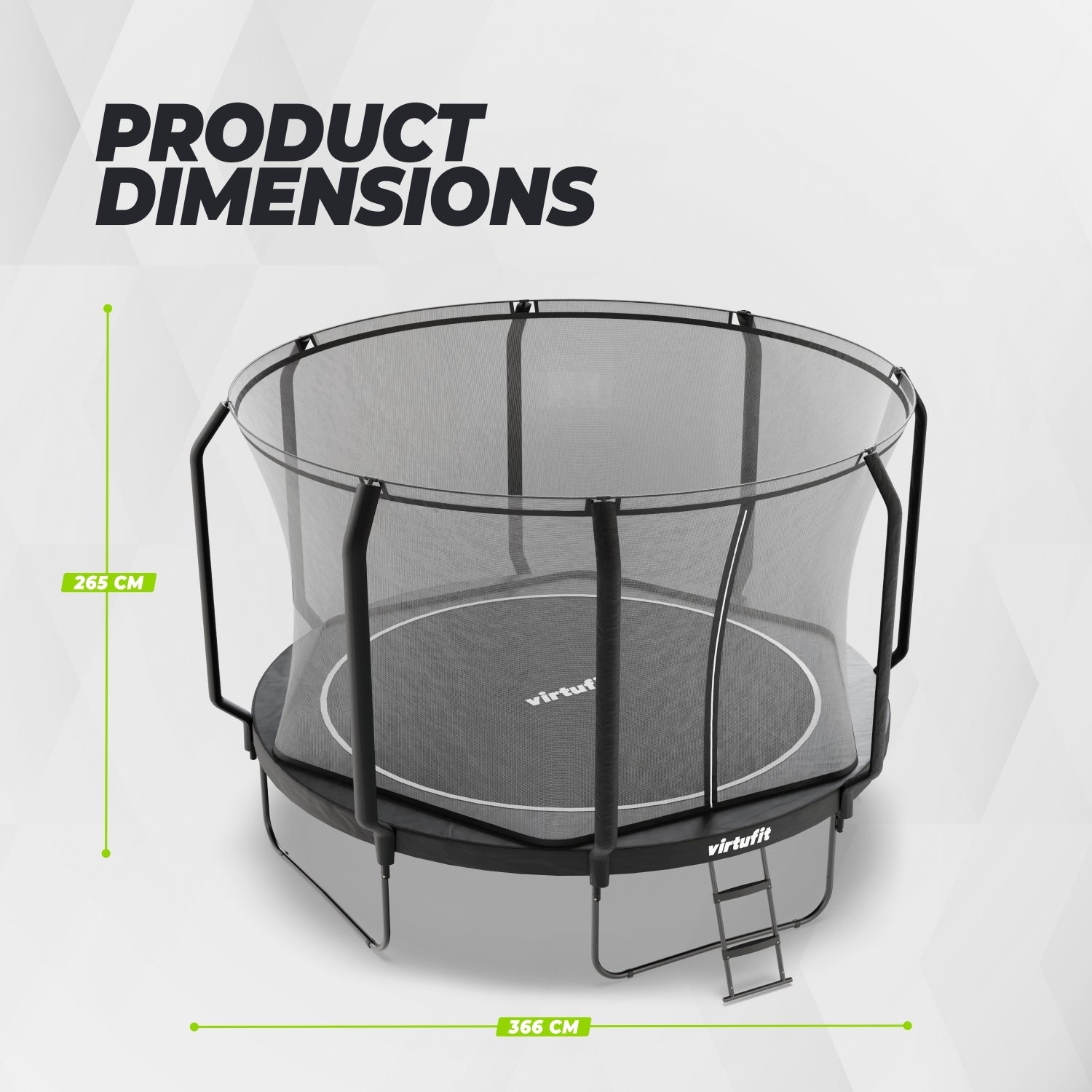VirtuFit Premium Trampoline met Veiligheidsnet - Zwart - 366 cm - Tweedekans