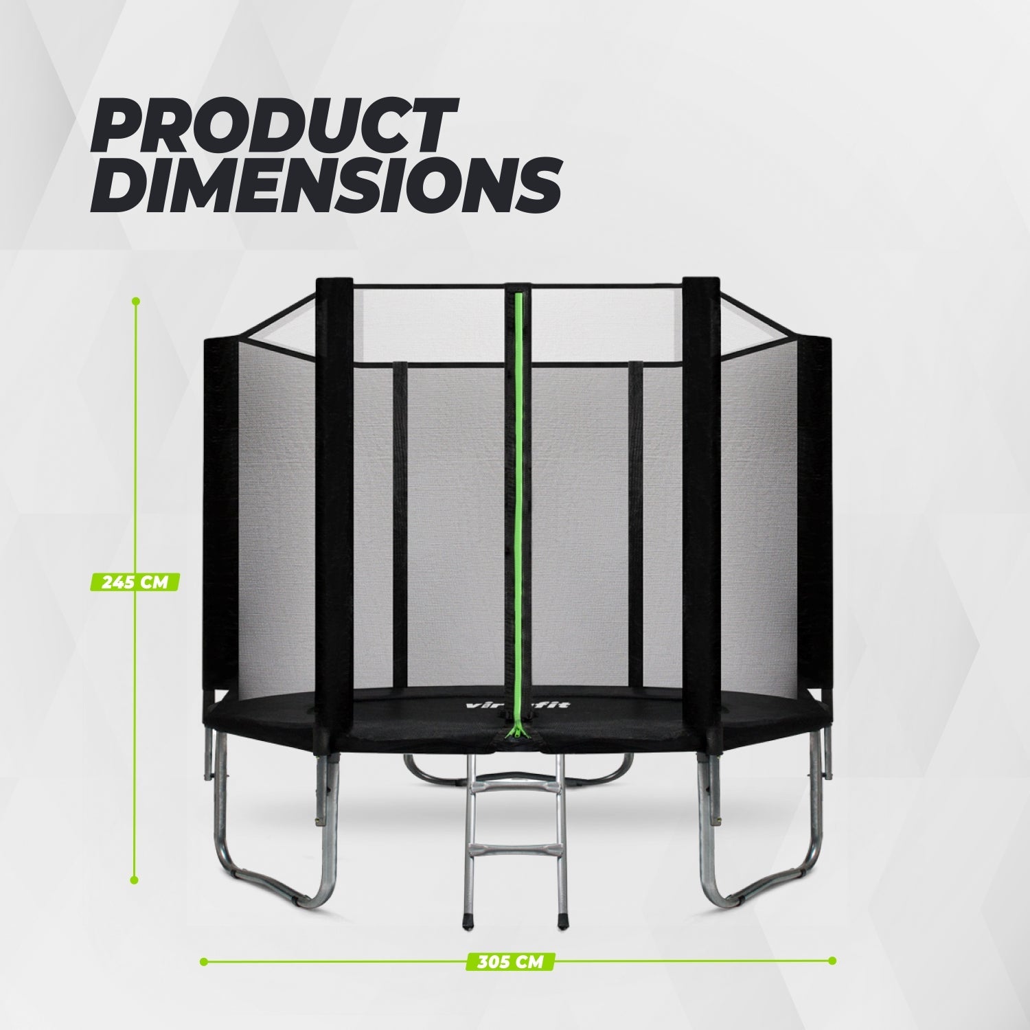 VirtuFit Trampoline met Veiligheidsnet - Zwart - 305 cm - Tweedekans