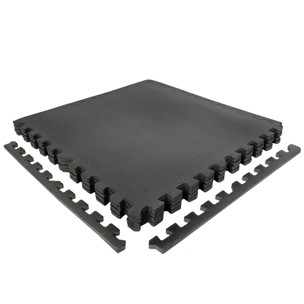 VirtuFit Fitness Puzzelmat – 4-delige Vloermat – 120×120 cm – Zwart - Tweedekans