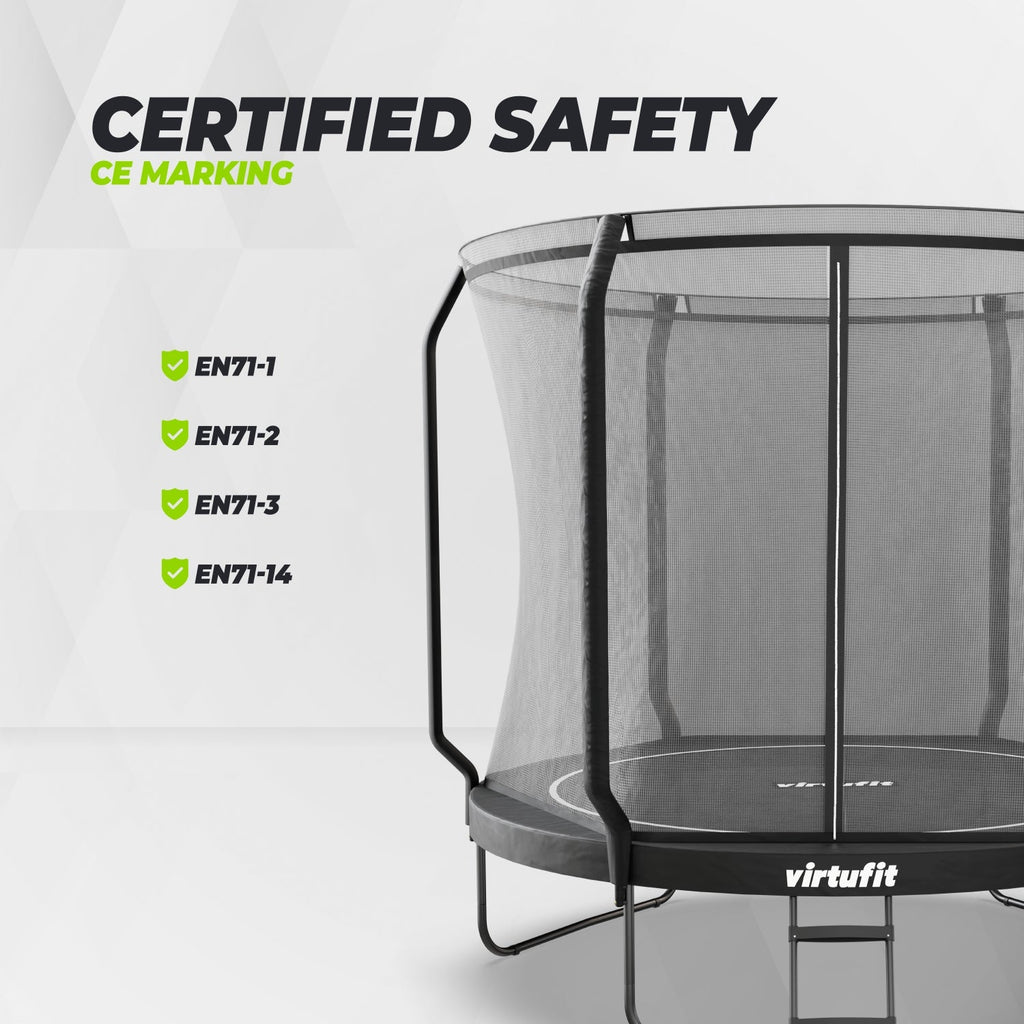 VirtuFit Premium Trampoline met Veiligheidsnet - Zwart - 251 cm - Tweedekans